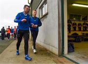 14 January 2024; Luke Boland, and Teddy Doyle of Tipperary return to the dressing after the warm-up before the McGrath Cup Group A match between Tipperary and Limerick at Templetuohy GAA Pitch in Templetuohy, Tipperary. Photo by Tom Beary/Sportsfile