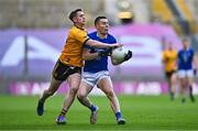 14 January 2024; Tristan Noack Hofmann of Arva and Cormac Mulvihill of Listowel Emmets during the AIB GAA Football All-Ireland Junior Club Championship final match between Arva of Cavan and Listowel Emmets of Kerry at Croke Park in Dublin. Photo by Ben McShane/Sportsfile