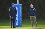 15 January 2024; Head coach Leo Cullen and head of rugby operations Guy Easterby during a Leinster Rugby squad training session at UCD in Dublin. Photo by Harry Murphy/Sportsfile