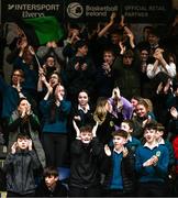 15 January 2024; Mercy Mounthawk supporters during the Pinergy Basketball Ireland U19 A Boys Schools Cup Final match between St Malachy’s College, Belfast, and Mercy Mounthawk, Tralee, Kerry at the National Basketball Arena in Tallaght, Dublin. Photo by Ben McShane/Sportsfile
