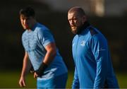 15 January 2024; Andrew Porter, right, and Thomas Clarkson during a Leinster Rugby squad training session at UCD in Dublin. Photo by Harry Murphy/Sportsfile
