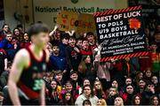 16 January 2024; Pres De La Salle Bagnalstown supporters during the Pinergy Basketball Ireland U19B Boys Schools Cup Final match between St Muredach’s College Ballina, Mayo and Pres De La Salle Bagnalstown, Carlow at National Basketball Arena in Tallaght, Dublin. Photo by Tyler Miller/Sportsfile