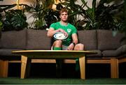 16 January 2024; Hugh Gavin poses for a portrait during a Ireland U20 rugby media conference at PwC head offices in Dublin. Photo by Ben McShane/Sportsfile