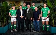 16 January 2024; In attendance, from left, Jack Murphy, PwC managing director Enda McDonagh, Joe Hopes, IRFU president Greg Barrett, Evan O'Connell, head coach Richie Murphy and Hugh Gavin during a Ireland U20 rugby media conference at PwC head offices in Dublin. Photo by Ben McShane/Sportsfile