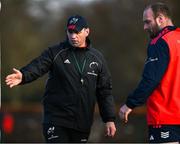 16 January 2024; Defence coach Denis Leamy, left, with Oli Jager during Munster Rugby squad training at University of Limerick in Limerick. Photo by Brendan Moran/Sportsfile
