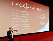15 January 2024; Ard Stiúrthóir TG4 Alan Esslemont speaking at the launch of TG4's award-winning Laochra Gael series at the Light House Cinema in Dublin as the Gaelic sport biography series returns for another season. Photo by Tyler Miller/Sportsfile