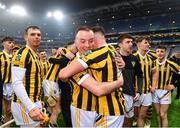 13 January 2024; Tullogher Rosbercon players Lar Murphy, right, and Seán Murray celebrate after their side's victory in the AIB GAA Hurling All-Ireland Junior Club Championship final match between St Catherine's of Cork and Tullogher Rosbercon of Kilkenny at Croke Park in Dublin. Photo by Piaras Ó Mídheach/Sportsfile