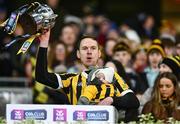 13 January 2024; Tony Conway of Tullogher Rosbercon lifts the cup after his side's victory in the AIB GAA Hurling All-Ireland Junior Club Championship final match between St Catherine's of Cork and Tullogher Rosbercon of Kilkenny at Croke Park in Dublin. Photo by Piaras Ó Mídheach/Sportsfile