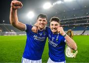 13 January 2024; Thomastown players Brian Staunton, left, and Jay Burke celebrate after their side's victory in the AIB GAA Hurling All-Ireland Intermediate Club Championship final match between Castlelyons of Cork and Thomastown of Kilkenny at Croke Park in Dublin. Photo by Piaras Ó Mídheach/Sportsfile