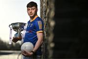 18 January 2024; Longford footballer Bryan Masterson poses for a portrait during a promotional launch event for the Dioralyte O’Byrne Cup Final at the GAA National Games Development Centre in Abbotstown, Dublin, ahead of Saturday's final between Dublin and Longford. Photo by Sam Barnes/Sportsfile