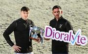 18 January 2024; Longford footballer Bryan Masterson, left, and Dublin footballer Niall Scully in attendance during a promotional launch event for the Dioralyte O’Byrne Cup Final at the GAA National Games Development Centre in Abbotstown, Dublin, ahead of Saturday's final between Dublin and Longford. Photo by Sam Barnes/Sportsfile