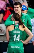 18 January 2024; Ellen Curran of Ireland is consoled after her side defeat at the FIH Women's Olympic Hockey Qualifying Tournament semi-final match between Ireland and Spain at Campo de Hockey Hierba Tarongers in Valencia, Spain. Photo by Manuel Queimadelos/Sportsfile