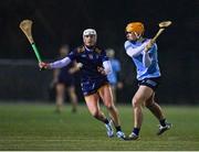 18 January 2024; Billy Power of SETU Waterford in action against Luke Breathnach of Dublin during the Electric Ireland Higher Education GAA Fitzgibbon Cup Round 1 match between DCU Dóchas Éireann and SETU Waterford at DCU Sportsgrounds in Dublin. Photo by Stephen Marken/Sportsfile