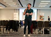 19 January 2024; GPA Player Welfare and Engagement Manager Colm Begley speaking during the GPA Rookie Camp at the Radisson Blu Hotel, Dublin Airport. Photo by Sam Barnes/Sportsfile