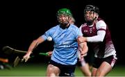 18 January 2024; Joe Fogarty of SETU Carlow in action against Eoin Lawless of University of Galway during the Electric Ireland Higher Education GAA Fitzgibbon Cup Round 1 match between SETU Carlow and University of Galway at SETU Carlow Sport Complex in Carlow. Photo by Seb Daly/Sportsfile