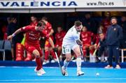 19 January 2024; Shane O'Donoghe of Ireland in action against Gerard Clapes of Spain during the FIH Men's Olympic Hockey Qualifying Tournament semi-final match between Ireland and Spain at Campo de Hockey Hierba Tarongers in Valencia, Spain. Photo by Manuel Queimadelos/Sportsfile