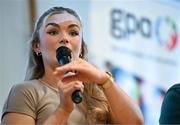 19 January 2024; Kilkenny camogie player Michelle Teehan speaking in a panel discussion during the GPA Rookie Camp at the Radisson Blu Hotel, Dublin Airport. Photo by Sam Barnes/Sportsfile