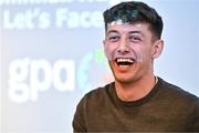 19 January 2024; Dublin footballer Evan Comerford speaking in a panel discussion during the GPA Rookie Camp at the Radisson Blu Hotel, Dublin Airport. Photo by Sam Barnes/Sportsfile