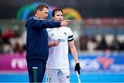 19 January 2024; Ireland assistant coach Neville Rothman talks with Sean Murray of Ireland during the FIH Men's Olympic Hockey Qualifying Tournament semi-final match between Ireland and Spain at Campo de Hockey Hierba Tarongers in Valencia, Spain. Photo by Manuel Queimadelos/Sportsfile