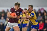 19 January 2024; Jack O'Neill of Galway in action against Eoin McCormack of Roscommon during the Connacht FBD League final match between Roscommon and Galway at University of Galway Connacht GAA AirDome in Bekan, Mayo. Photo by Tyler Miller/Sportsfile