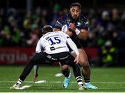 19 January 2024; Bundee Aki of Connacht in action against Max Malins of Bristol Bears during the Investec Champions Cup Pool 1 Round 4 match between Connacht and Bristol Bears at the Dexcom Stadium in Galway. Photo by Seb Daly/Sportsfile