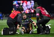 19 January 2024; Cian Prendergast of Connacht receives medical attention during the Investec Champions Cup Pool 1 Round 4 match between Connacht and Bristol Bears at the Dexcom Stadium in Galway. Photo by Seb Daly/Sportsfile
