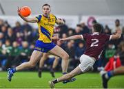 19 January 2024; Andrew Glennon of Roscommon in action against Liam Boyle of Galway during the Connacht FBD League final match between Roscommon and Galway at University of Galway Connacht GAA AirDome in Bekan, Mayo. Photo by Tyler Miller/Sportsfile