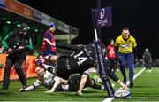 19 January 2024; Andrew Smith of Connacht scores a try, which was subsequently disallowed, during the Investec Champions Cup Pool 1 Round 4 match between Connacht and Bristol Bears at the Dexcom Stadium in Galway. Photo by Seb Daly/Sportsfile