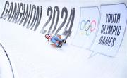 20 January 2024; Lily Cooke of Team Ireland competes in the luge event during day one of the Winter Youth Olympic Games 2024 at Gangwon in South Korea. Photo by Eóin Noonan/Sportsfile