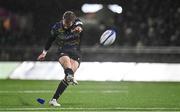 19 January 2024; Jack Carty of Connacht kicks a penalty during the Investec Champions Cup Pool 1 Round 4 match between Connacht and Bristol Bears at the Dexcom Stadium in Galway. Photo by Seb Daly/Sportsfile