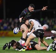 19 January 2024; Harry Randall of Bristol Bears and Andrew Smith of Connacht during the Investec Champions Cup Pool 1 Round 4 match between Connacht and Bristol Bears at the Dexcom Stadium in Galway. Photo by Seb Daly/Sportsfile