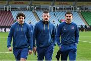 20 January 2024; Ulster players David McCann, Harry Sheridan and Greg Jones before the Investec Champions Cup Pool 2 Round 4 match between Harlequins and Ulster at Twickenham Stoop in Twickenham, England. Photo by Matt Impey/Sportsfile