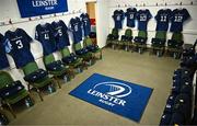 20 January 2024; A general view inside the Leinster dressing room before the Investec Champions Cup Pool 4 Round 4 match between Leicester Tigers and Leinster at Mattioli Woods Welford Road in Leicester, England. Photo by Harry Murphy/Sportsfile
