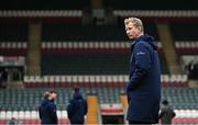 20 January 2024; Leinster head coach Leo Cullen walks the pitch before the Investec Champions Cup Pool 4 Round 4 match between Leicester Tigers and Leinster at Mattioli Woods Welford Road in Leicester, England. Photo by Harry Murphy/Sportsfile