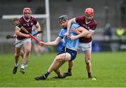 20 January 2024; Ciarán Foley of Dublin in action against Tom Monaghan of Galway during the Dioralyte Walsh Cup semi-final match between Dublin and Galway at Parnell Park in Dublin. Photo by Stephen Marken/Sportsfile