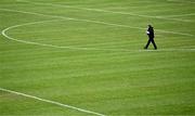 20 January 2024; TG4 presenter Micheál Ó Domhnaill walks the pitch before the Dioralyte O'Byrne Cup final match between Dublin and Longford at Laois Hire O'Moore Park in Portlaoise, Laois. Photo by Piaras Ó Mídheach/Sportsfile