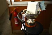 20 January 2024; The O'Byrne Cup in the pressbox before the Dioralyte O'Byrne Cup final match between Dublin and Longford at Laois Hire O'Moore Park in Portlaoise, Laois. Photo by Piaras Ó Mídheach/Sportsfile