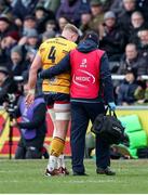 20 January 2024; Kieran Treadwell of Ulster goes off injured during the Investec Champions Cup Pool 2 Round 4 match between Harlequins and Ulster at Twickenham Stoop in Twickenham, England. Photo by Matt Impey/Sportsfile