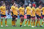 20 January 2024; Ulster forwards looking dejected during the Investec Champions Cup Pool 2 Round 4 match between Harlequins and Ulster at Twickenham Stoop in Twickenham, England. Photo by Matt Impey/Sportsfile