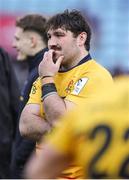 20 January 2024; Tom O'Toole of Ulster looks dejected after losing the Investec Champions Cup Pool 2 Round 4 match between Harlequins and Ulster at Twickenham Stoop in Twickenham, England. Photo by Matt Impey/Sportsfile