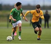 20 January 2024; Victor Ozhianvuna of Republic of Ireland during the international friendly match between Republic of Ireland MU15 and Australia U16 Schoolboys at the FAI National Training Centre in Abbotstown, Dublin. Photo by Seb Daly/Sportsfile