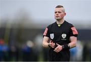 20 January 2024; Referee Jack Keating during the international friendly match between Republic of Ireland MU15 and Australia U16 Schoolboys at the FAI National Training Centre in Abbotstown, Dublin. Photo by Seb Daly/Sportsfile