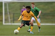 20 January 2024; Dallo Sandy of Australia during the international friendly match between Republic of Ireland MU15 and Australia U16 Schoolboys at the FAI National Training Centre in Abbotstown, Dublin. Photo by Seb Daly/Sportsfile