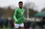 20 January 2024; Evidence Ikechukwu of Republic of Ireland during the international friendly match between Republic of Ireland MU15 and Australia U16 Schoolboys at the FAI National Training Centre in Abbotstown, Dublin. Photo by Seb Daly/Sportsfile