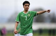 20 January 2024; Victor Ozhianvuna of Republic of Ireland during the international friendly match between Republic of Ireland MU15 and Australia U16 Schoolboys at the FAI National Training Centre in Abbotstown, Dublin. Photo by Seb Daly/Sportsfile