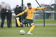 20 January 2024; Munib Smajic of Australia during the international friendly match between Republic of Ireland MU15 and Australia U16 Schoolboys at the FAI National Training Centre in Abbotstown, Dublin. Photo by Seb Daly/Sportsfile