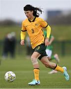 20 January 2024; Petera Love of Australia during the international friendly match between Republic of Ireland MU15 and Australia U16 Schoolboys at the FAI National Training Centre in Abbotstown, Dublin. Photo by Seb Daly/Sportsfile