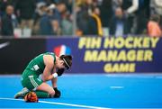 20 January 2024; Roisin Upton of Ireland reacts after her side's defeat in the FIH Women's Olympic Hockey Qualifying Tournament third/fourth place play-off match between Ireland and Great Britain at Campo de Hockey Hierba Tarongers in Valencia, Spain. Photo by Manuel Queimadelos/Sportsfile