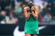 20 January 2024; Elena Neill of Ireland reacts after her side's defeat in the FIH Women's Olympic Hockey Qualifying Tournament third/fourth place play-off match between Ireland and Great Britain at Campo de Hockey Hierba Tarongers in Valencia, Spain. Photo by Manuel Queimadelos/Sportsfile