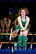 20 January 2024; Michelle Carey of Ireland reacts after her side's defeat in the FIH Women's Olympic Hockey Qualifying Tournament third/fourth place play-off match between Ireland and Great Britain at Campo de Hockey Hierba Tarongers in Valencia, Spain. Photo by Manuel Queimadelos/Sportsfile